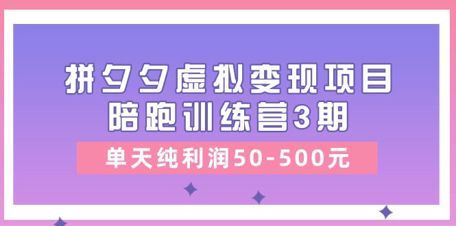 某收费培训《拼夕夕虚拟变现项目陪跑训练营3期》单天纯利润50-500元 - 冒泡网-冒泡网