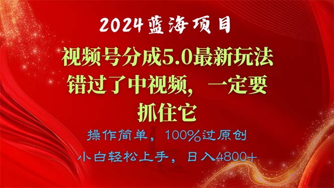 2024蓝海项目，视频号分成计划5.0最新玩法，错过了中视频，一定要抓住… - 冒泡网-冒泡网