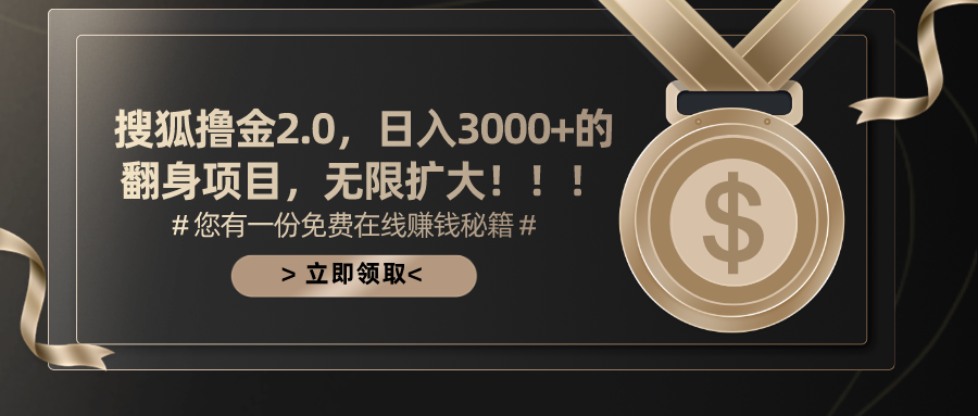 搜狐撸金2.0日入3000+，可无限扩大的翻身项目 - 冒泡网-冒泡网