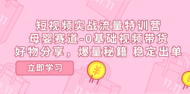 短视频实战流量特训营，母婴赛道-0基础带货，好物分享，爆量秘籍 稳定出单 - 冒泡网-冒泡网