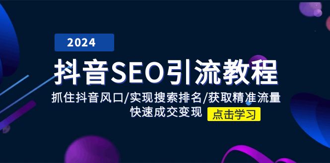 抖音 SEO引流教程：抓住抖音风口/实现搜索排名/获取精准流量/快速成交变现 - 冒泡网-冒泡网