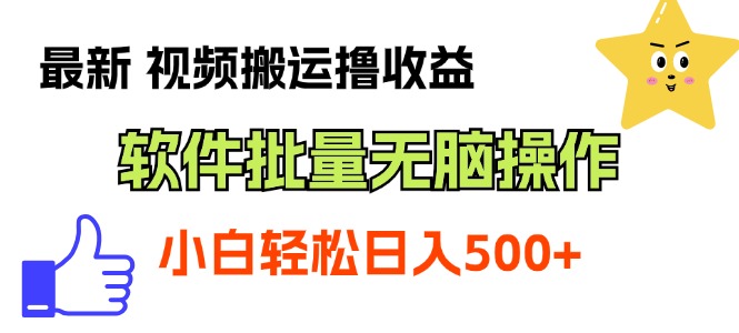 最新视频搬运撸收益，软件无脑批量操作，新手小白轻松上手 - 冒泡网-冒泡网