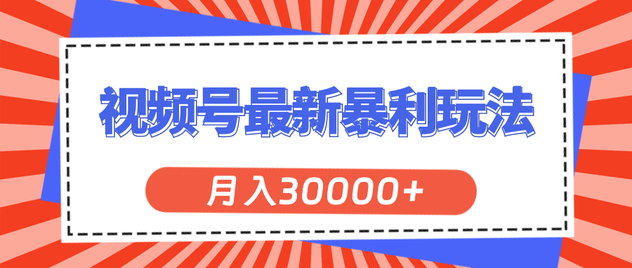 视频号最新暴利玩法，轻松月入30000+ - 冒泡网-冒泡网