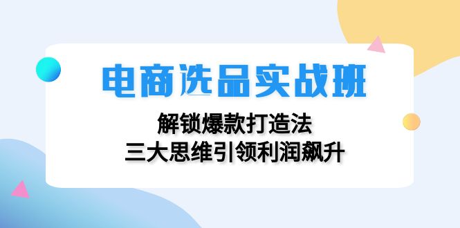 电商选品实战班：解锁爆款打造法，三大思维引领利润飙升 - 冒泡网-冒泡网