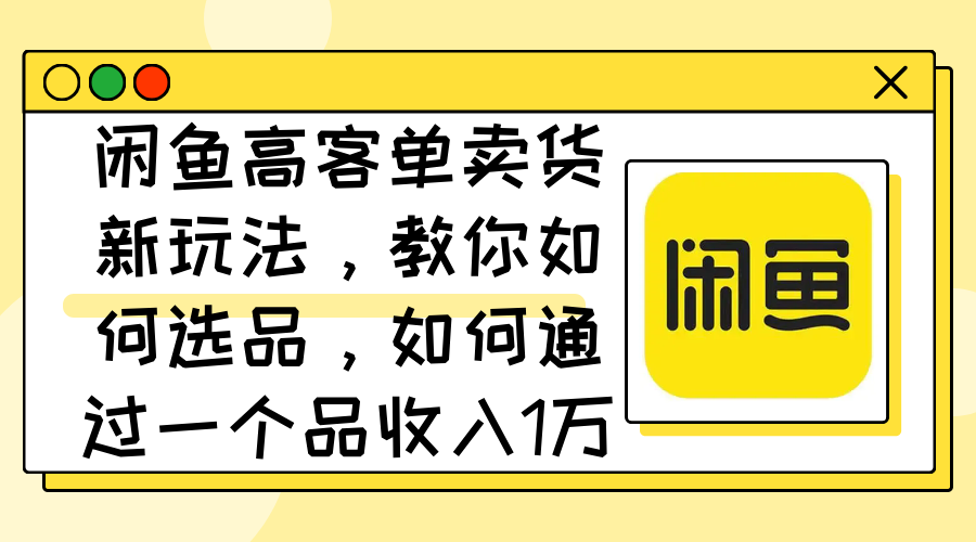 闲鱼高客单卖货新玩法，教你如何选品，如何通过一个品收入1万+ - 冒泡网-冒泡网