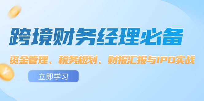 跨境 财务经理必备：资金管理、税务规划、财报汇报与IPO实战 - 冒泡网-冒泡网