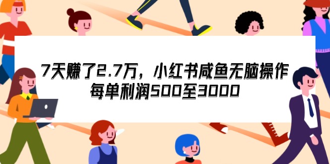 7天收了2.7万，小红书咸鱼无脑操作，每单利润500至3000 - 冒泡网-冒泡网