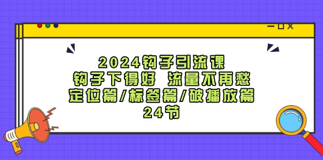 2024钩子·引流课：钩子下得好 流量不再愁，定位篇/标签篇/破播放篇/24节 - 冒泡网-冒泡网