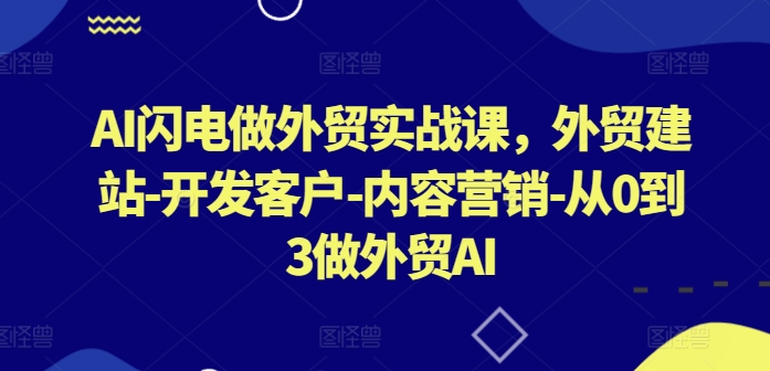 AI闪电做外贸实战课，​外贸建站-开发客户-内容营销-从0到3做外贸AI(更新) - 冒泡网-冒泡网