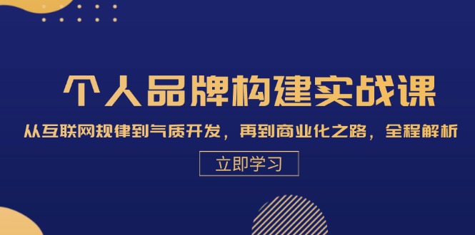 个人品牌构建实战课：从互联网规律到气质开发，再到商业化之路，全程解析 - 冒泡网-冒泡网