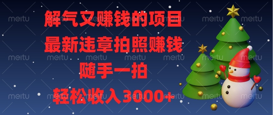 解气又赚钱的项目，最新违章拍照赚钱，随手一拍，轻松收入3000+-冒泡网