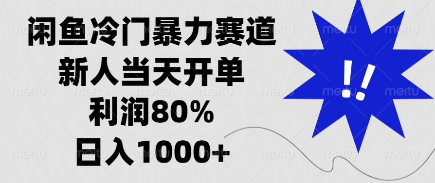 闲鱼冷门暴力赛道，新人当天开单，利润80%，日入1000+-冒泡网