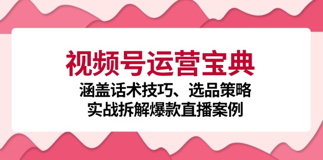 视频号运营宝典：涵盖话术技巧、选品策略、实战拆解爆款直播案例 - 冒泡网-冒泡网