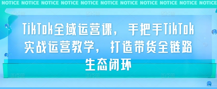 TikTok全域运营课，手把手TikTok实战运营教学，打造带货全链路生态闭环 - 冒泡网-冒泡网