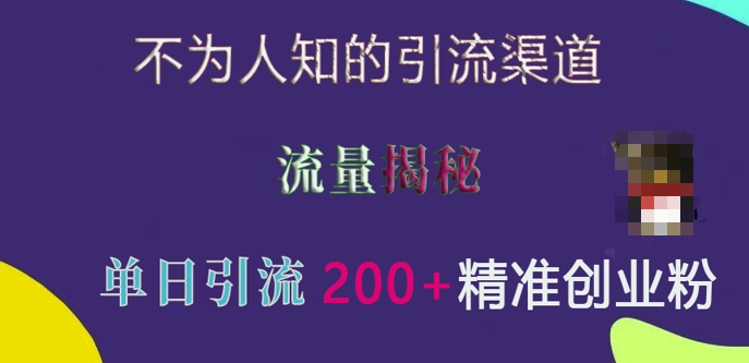 不为人知的引流渠道，流量揭秘，实测单日引流200+精准创业粉【揭秘】-冒泡网