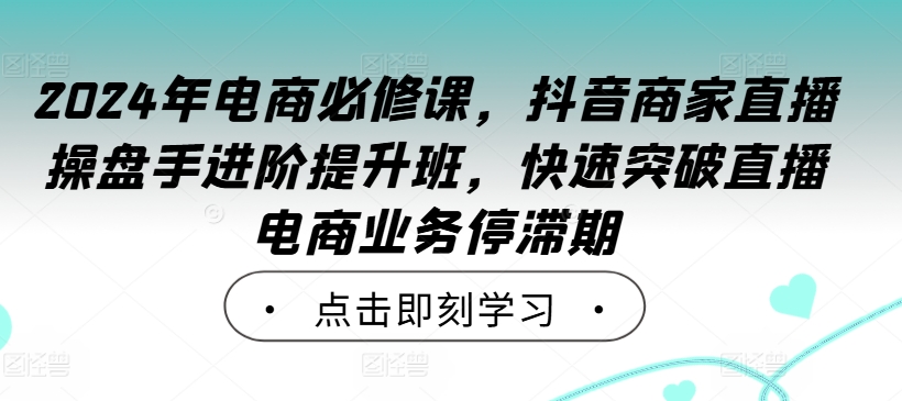 2024年电商必修课，抖音商家直播操盘手进阶提升班，快速突破直播电商业务停滞期 - 冒泡网-冒泡网