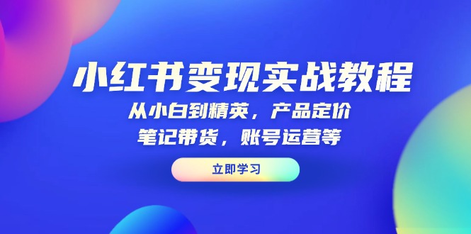 小红书变现实战教程：从小白到精英，产品定价，笔记带货，账号运营等-冒泡网