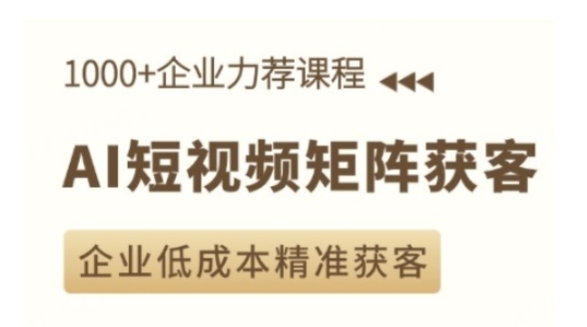 AI短视频矩阵获客实操课，企业低成本精准获客-冒泡网