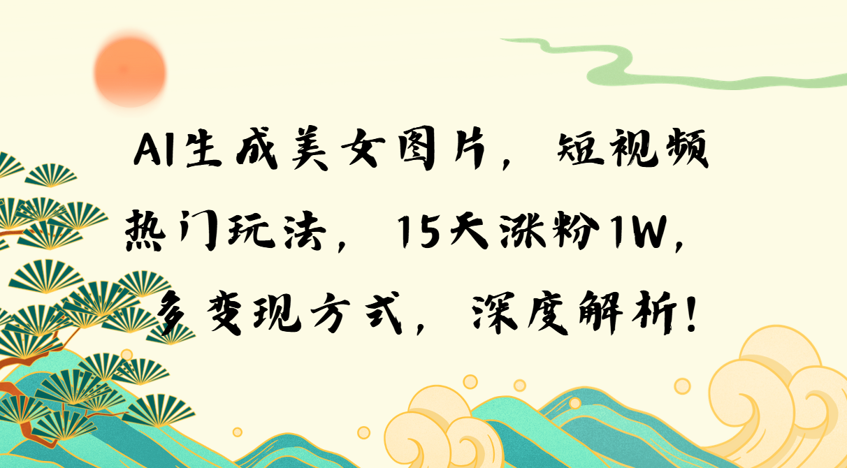 AI生成美女图片，短视频热门玩法，15天涨粉1W，多变现方式，深度解析! - 冒泡网-冒泡网