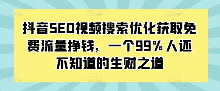 抖音SEO视频搜索优化获取免费流量挣钱，一个99%人还不知道的生财之道 - 冒泡网-冒泡网