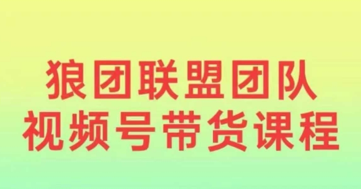 狼团联盟2024视频号带货，0基础小白快速入局视频号-冒泡网