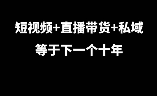 短视频+直播带货+私域等于下一个十年，大佬7年实战经验总结-冒泡网