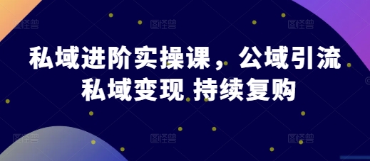 私域进阶实操课，公域引流 私域变现 持续复购 - 冒泡网-冒泡网