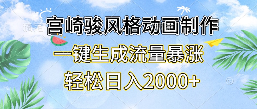 宫崎骏风格动画制作，一键生成流量暴涨，轻松日入2000+ - 冒泡网-冒泡网