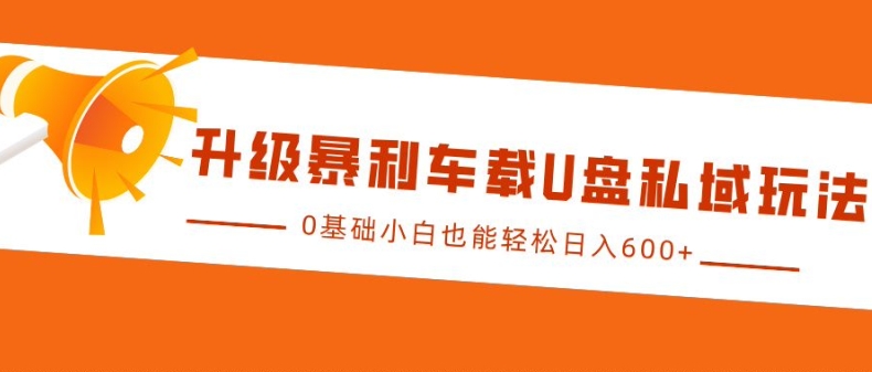 升级暴利车载U盘私域玩法，0基础小白也能轻松日入多张【揭秘】 - 冒泡网-冒泡网