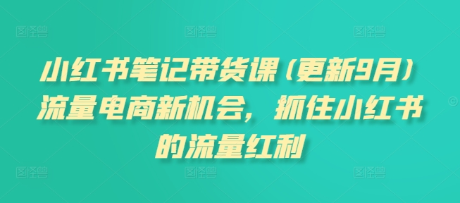 小红书笔记带货课(更新9月)流量电商新机会，抓住小红书的流量红利 - 冒泡网-冒泡网