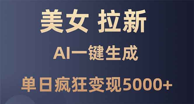 美女暴力拉新，通过AI一键生成，单日疯狂变现5000+，纯小白一学就会！-冒泡网