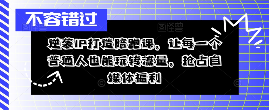 逆袭IP打造陪跑课，让每一个普通人也能玩转流量，抢占自媒体福利 - 冒泡网-冒泡网