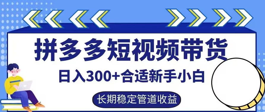 拼多多短视频带货日入300+有长期稳定被动收益，合适新手小白【揭秘】 - 冒泡网-冒泡网