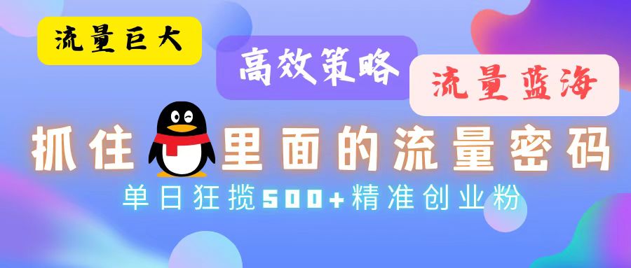 流量蓝海，抓住QQ里面的流量密码！高效策略，单日狂揽500+精准创业粉 - 冒泡网-冒泡网