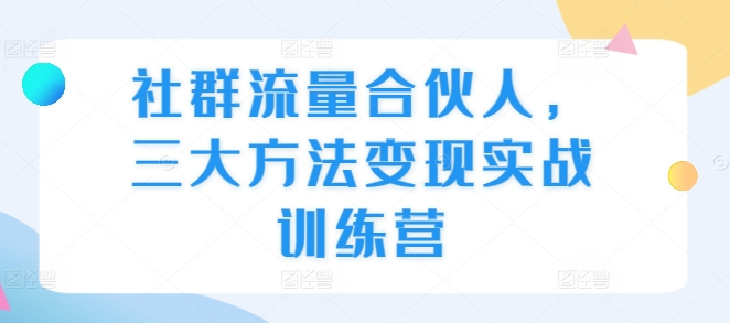 社群流量合伙人，三大方法变现实战训练营 - 冒泡网-冒泡网