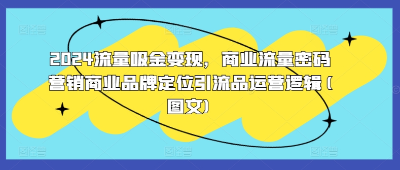 2024流量吸金变现，商业流量密码营销商业品牌定位引流品运营逻辑(图文) - 冒泡网-冒泡网