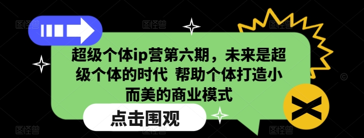 超级个体ip营第六期，未来是超级个体的时代  帮助个体打造小而美的商业模式-冒泡网