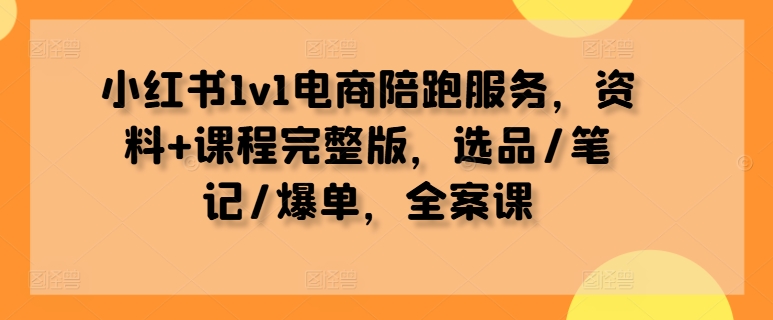 小红书1v1电商陪跑服务，资料+课程完整版，选品/笔记/爆单，全案课 - 冒泡网-冒泡网