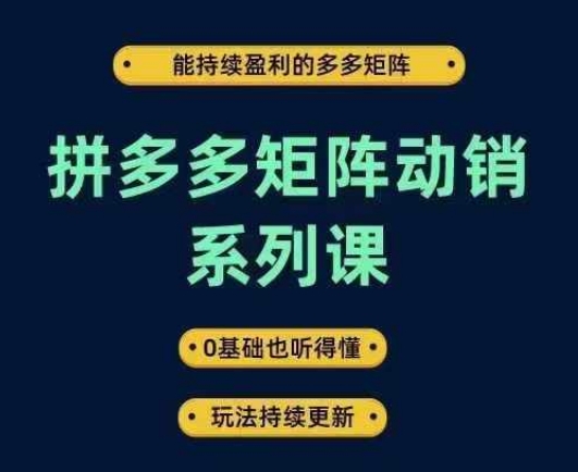 拼多多矩阵动销系列课，能持续盈利的多多矩阵，0基础也听得懂，玩法持续更新 - 冒泡网-冒泡网