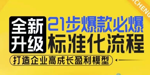 21步爆款必爆标准化流程，全新升级，打造企业高成长盈利模型-冒泡网