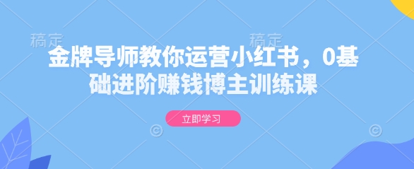 金牌导师教你运营小红书，0基础进阶赚钱博主训练课-冒泡网