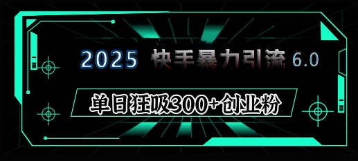 2025年快手6.0保姆级教程震撼来袭，单日狂吸300+精准创业粉-冒泡网