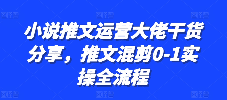 小说推文运营大佬干货分享，推文混剪0-1实操全流程 - 冒泡网-冒泡网