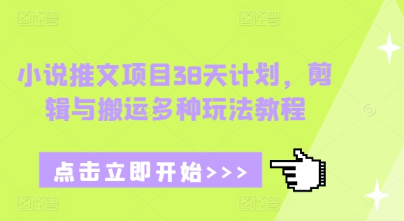 小说推文项目38天计划，剪辑与搬运多种玩法教程-冒泡网