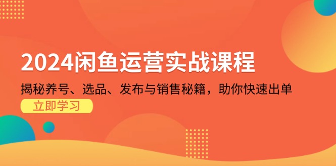 2024闲鱼运营实战课程：揭秘养号、选品、发布与销售秘籍，助你快速出单 - 冒泡网-冒泡网