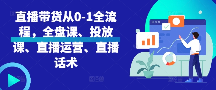 直播带货从0-1全流程，全盘课、投放课、直播运营、直播话术 - 冒泡网-冒泡网