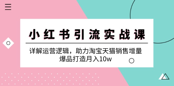 小红书引流实战课：详解运营逻辑，助力淘宝天猫销售增量，爆品打造月入10w - 冒泡网-冒泡网