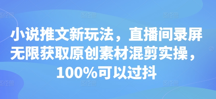 小说推文新玩法，直播间录屏无限获取原创素材混剪实操，100%可以过抖 - 冒泡网-冒泡网