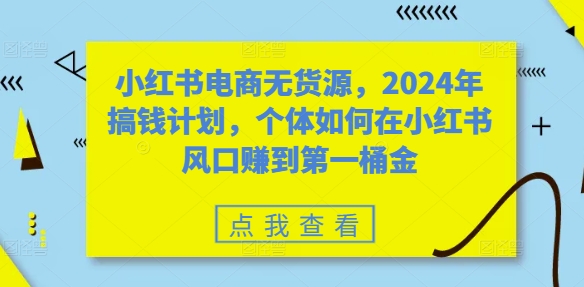 小红书电商无货源，2024年搞钱计划，个体如何在小红书风口赚到第一桶金 - 冒泡网-冒泡网