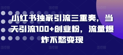 小红书独家引流三重奏，当天引流100+创业粉，流量爆炸不愁变现【揭秘】 - 冒泡网-冒泡网